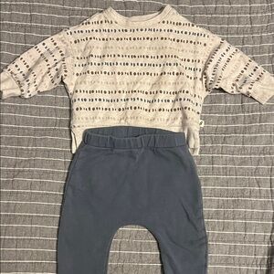 Kids Beige and Blue Matching Set